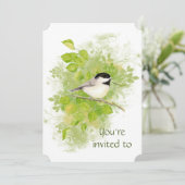 Invitation Custom Memorial Chickadee Nature Oiseau Art (Debout devant)