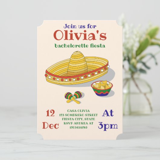 Invitation Custom Mexican Fiesta Bachelorette Party (Debout devant)