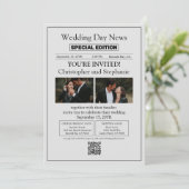 Invitation Custom Minimalist Modern Script Newspaper Wedding (Debout devant)