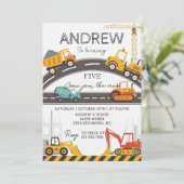 Invitation Custom Modern Construction Birthday card (Debout devant)