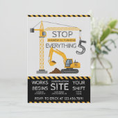 Invitation Custom Modern Dump Truck birthday party (Debout devant)