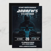 Invitation Custom Modern Race Car fête d'anniversaire pour en (Devant / Derrière)