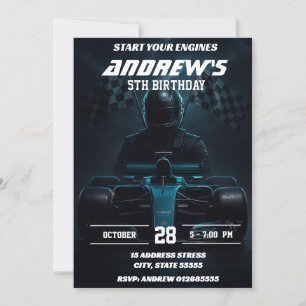 Invitation Custom Modern Race Car fête d'anniversaire pour en