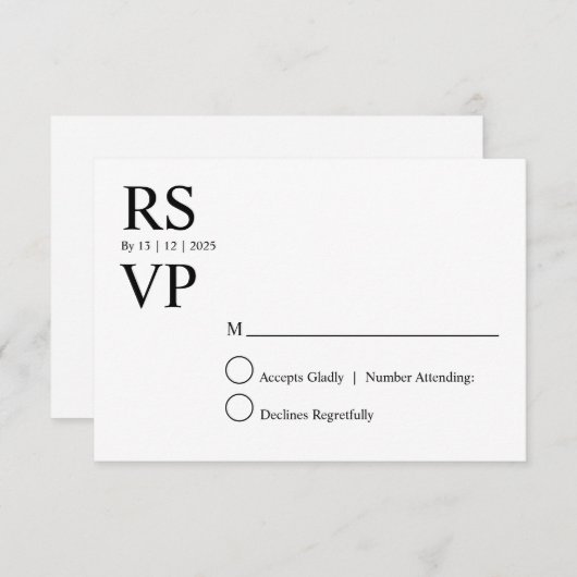 Invitation Custom Modern rsvp card (Devant / Derrière)