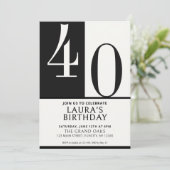 Invitation Custom Name & Age Birthday Invite, Black and White (Debout devant)