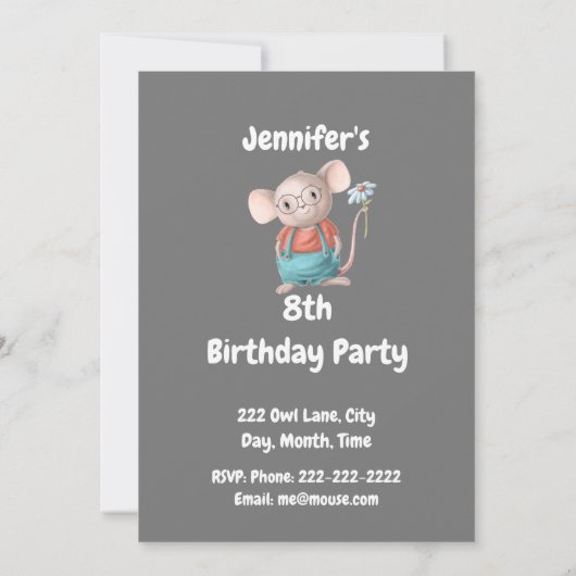 Invitation Custom Name Age Birthday Party Mouse (Dos)