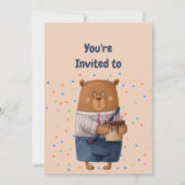 Invitation Custom Name Age Birthday Party Teddy Bear Invitati (Devant)