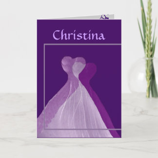 Invitation CUSTOM NAME Be My Bridesmaid with Purple Gowns