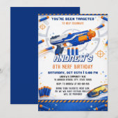 Invitation Custom Nerf Dart Blaster Birthday Battle (Devant / Derrière)