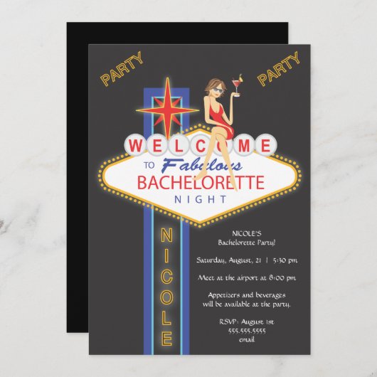 Invitation Custom - NICOLE Girls Night Out (Devant / Derrière)