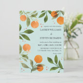 Invitation Custom Pastel Oranges vertes Floraux Mariage vert (Debout devant)