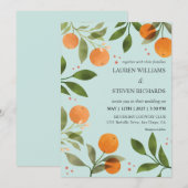Invitation Custom Pastel Oranges vertes Floraux Mariage vert (Devant / Derrière)