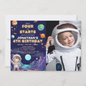 Invitation Custom Photo Astronaut 4th Birthday Boy (Devant)