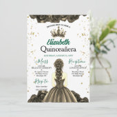 Invitation Custom Photo Emerald Green Quinceañera Invite (Debout devant)