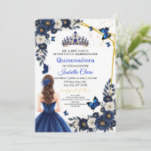 Invitation Custom Photo Royal Blue Quinceañera Invite (Debout devant)