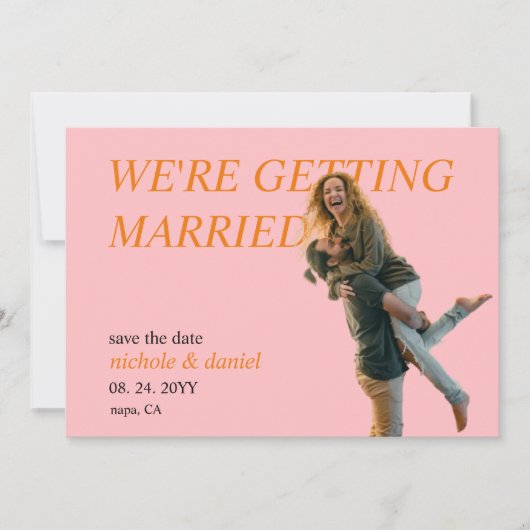 Invitation Custom Photo Vibrant Chic Wedding Save the Date (Devant)