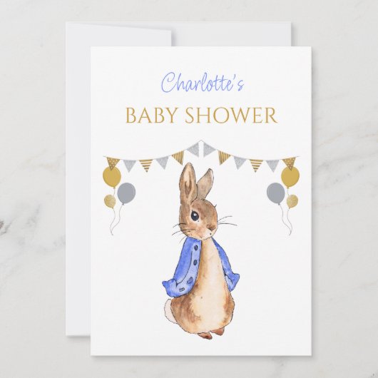 Invitation Custom Pierre le Baby shower lapin (Devant)