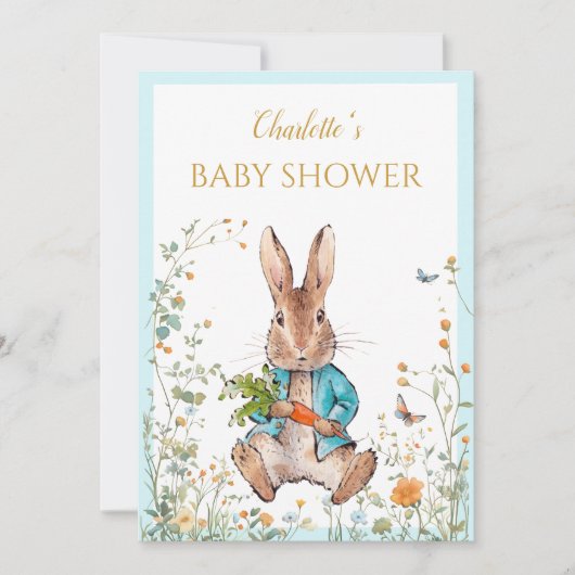 Invitation Custom Pierre le Baby shower lapin (Devant)