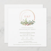 Invitation Custom Pink Elegant Garland Wreath Wedding Party (Devant / Derrière)