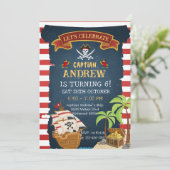 Invitation Custom Pirate Birthday Party Treasure Map for boy (Debout devant)