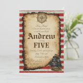 Invitation Custom Pirate Skull Treasure Map Ahoy Birthday (Debout devant)