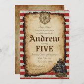 Invitation Custom Pirate Skull Treasure Map Ahoy Birthday (Devant / Derrière)