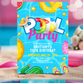 Invitation Custom Pool Party Birthday Summer Birthday Party