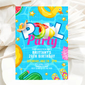 Invitation Custom Pool Party Birthday Summer Birthday Party