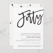 Invitation CUSTOM QUARANTE fête d'anniversaire moderne pour C (Devant / Derrière)