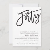 Invitation CUSTOM QUARANTE fête d'anniversaire moderne pour C (Devant)