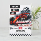 Invitation Custom Racing moderne voiture fête d'anniversaire (Debout devant)