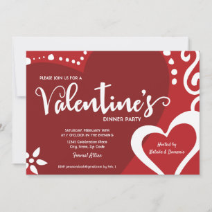 Invitation Custom Red Valentine dîner soirée