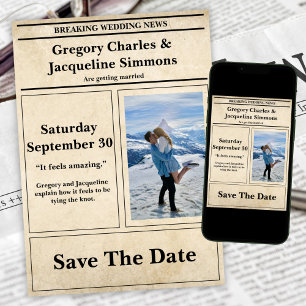 Invitation Custom Retro Mariage Journal Photo Enregistrer La