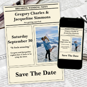 Invitation Custom Retro Mariage Journal Photo Enregistrer La 