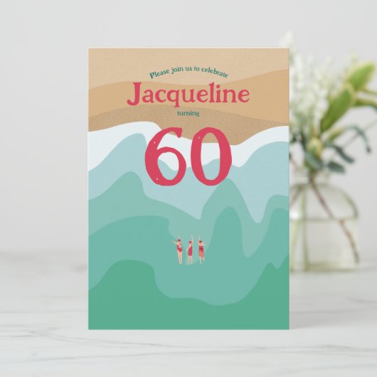 Invitation Custom Retro Nage en eau libre 60e anniversaire (Debout devant)