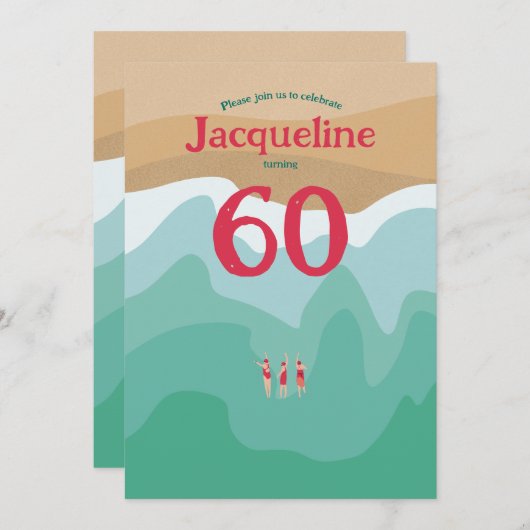 Invitation Custom Retro Nage en eau libre 60e anniversaire (Devant / Derrière)