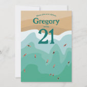 Invitation Custom Retro Surfing Ocean 21e anniversaire (Devant)