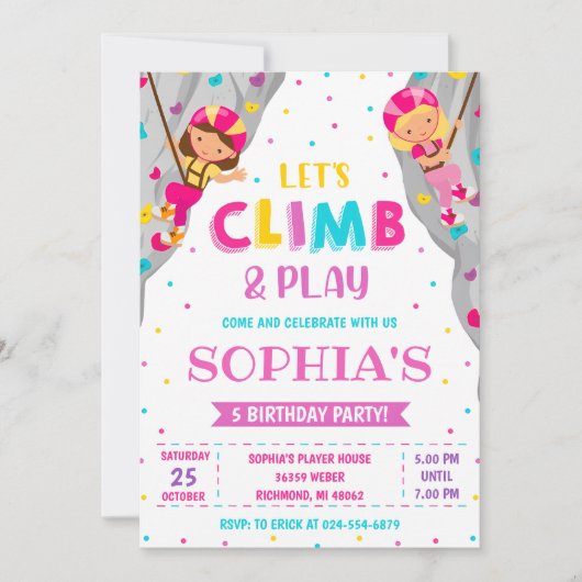 Invitation Custom Rock Girl Climat fête d'anniversaire (Devant)