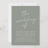 Invitation Custom Sage Vert Blanc Nom Moderne Le Mariage de (Devant)