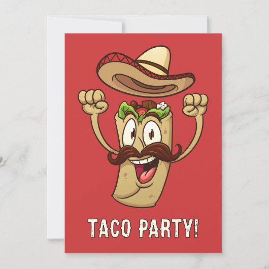 Invitation Custom Text Taco Party (Devant)