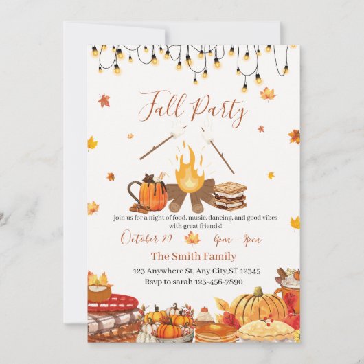 Invitation Custom Thanksgiving Dinner Party  (Devant)