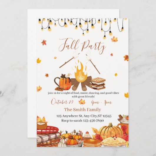 Invitation Custom Thanksgiving Dinner Party  (Devant / Derrière)