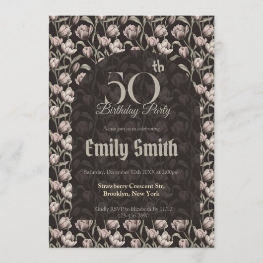 Invitation Custom Tulip Themed 5Th Birthday (Devant)
