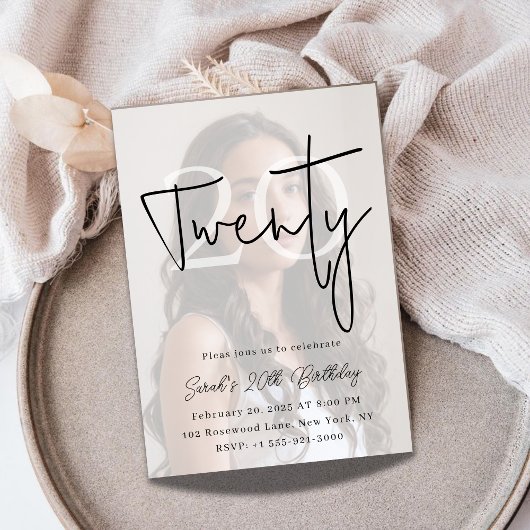 Invitation Custom Twenty Modern Birthday Invite