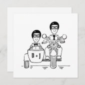 Invitation Custom Two Grooms Motorbike et Mariage Sidecar (Devant / Derrière)