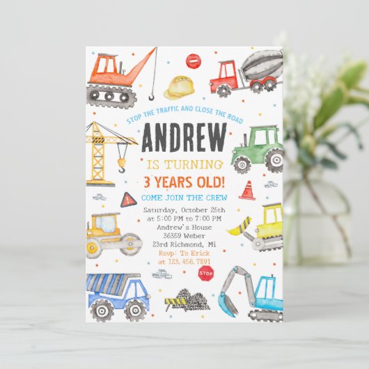 Invitation Custom Une Fête d'anniversaire de construction mod (Debout devant)