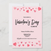 Invitation Custom Valentine's Day Friends aquarelle coeurs (Devant)