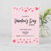 Invitation Custom Valentine's Day Friends aquarelle coeurs (Debout devant)