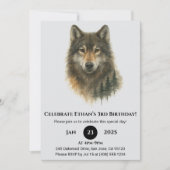 Invitation Custom Watercolor Wolf Birthday  (Devant)