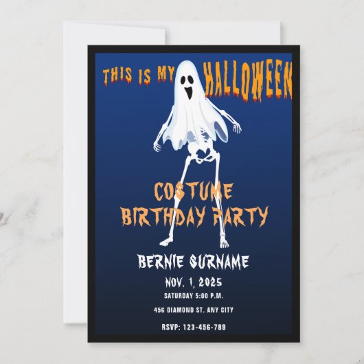 INVITATION CUSTOME HALLOWEEN COSTUME BIRTHDAY PARTY (Devant)